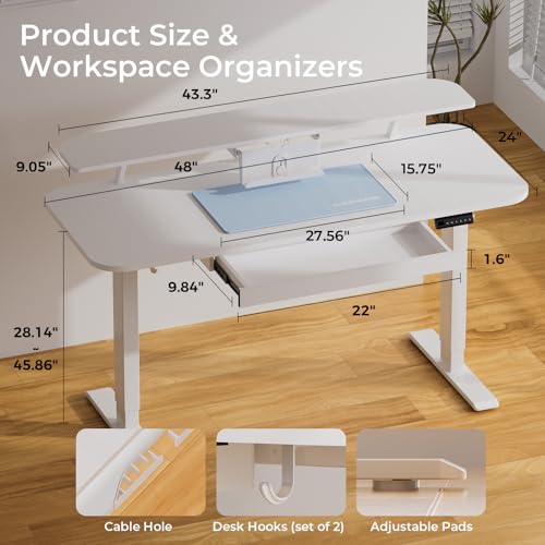 Black Electric Standing Desk with Drawers H8917