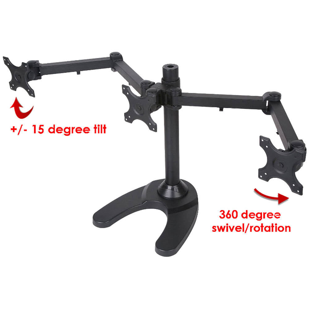 Triple Freestanding Height Adjustable Monitor Desk Mount, Black N9383