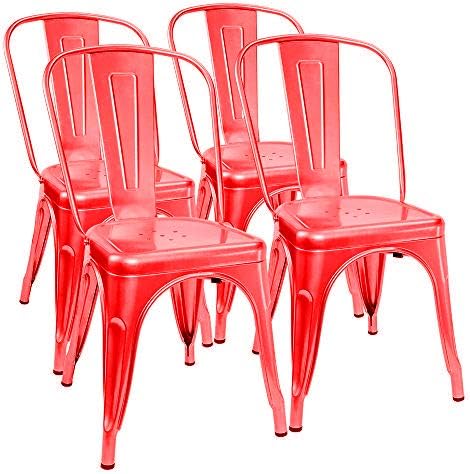 Metal Dining Chairs Set of 4 (Black) E108