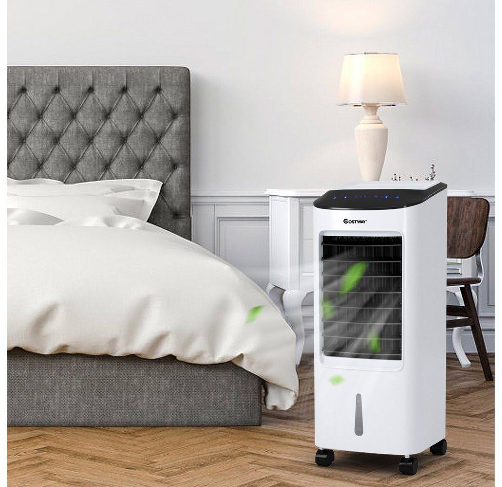 White Evaporative Portable Air Cooler Fan Humidifier with Remote Control B564008