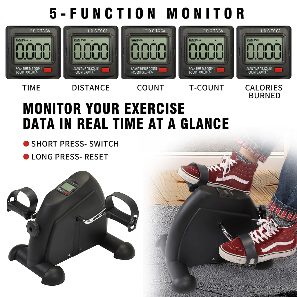 Mini Under Desk Pedal Exercise Bike with LCD Display, Black Z5306