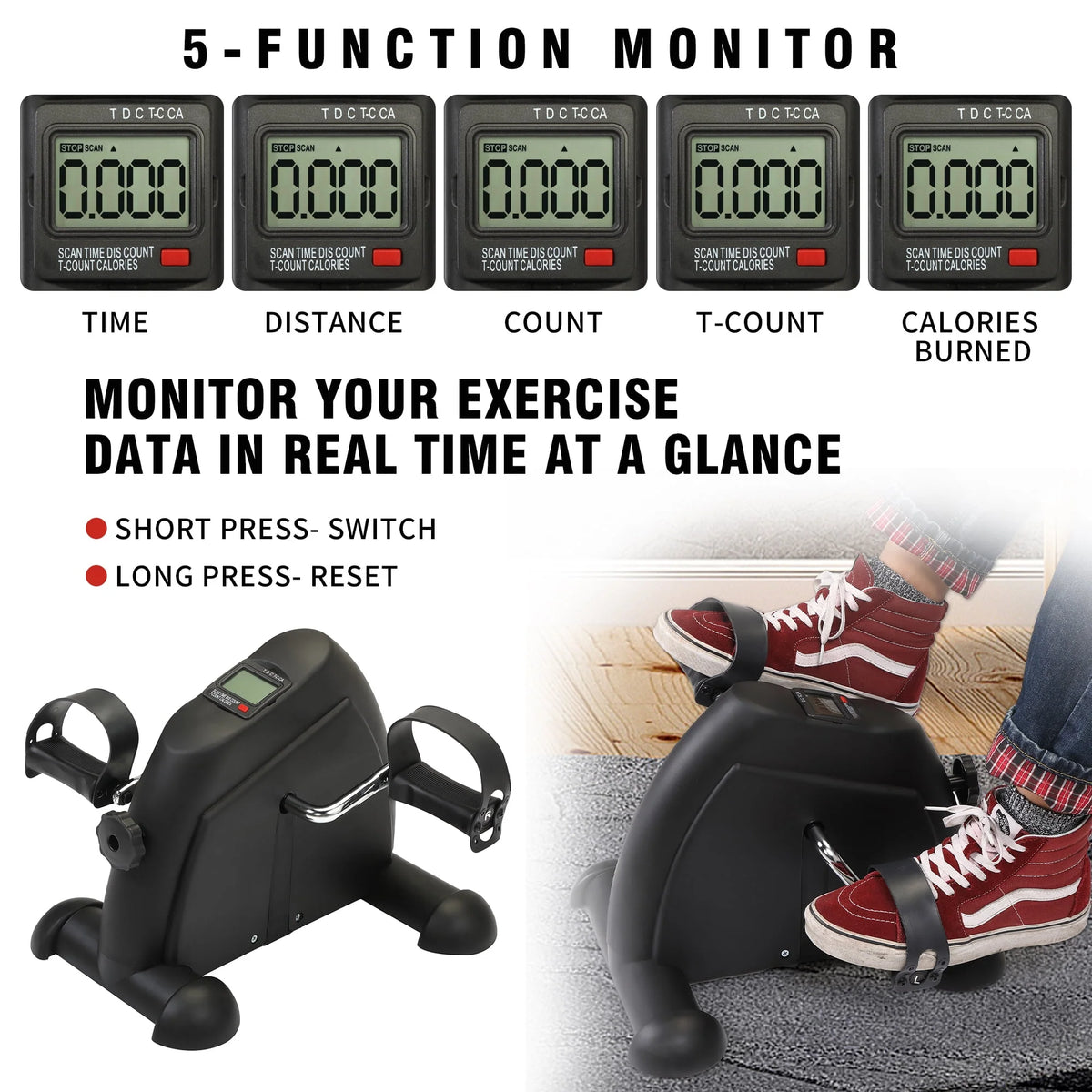 Mini Under Desk Pedal Exercise Bike with LCD Display, Black Z5306
