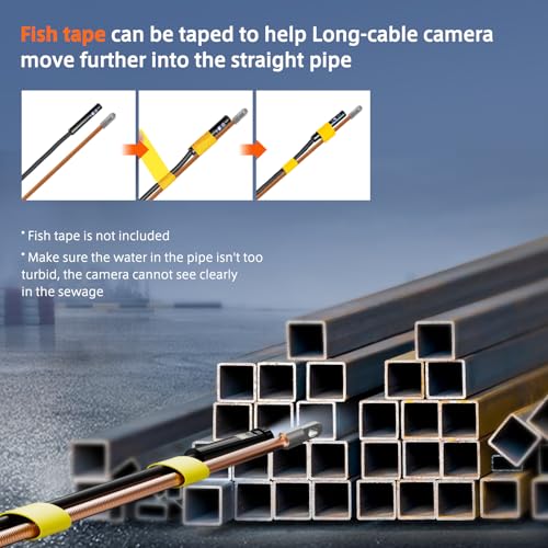 Sewer Inspection Camera, 50FT Semi-Rigid Cable, 5" IPS Screen, IP67, 32G Storage Card, Carrying Case X4635
