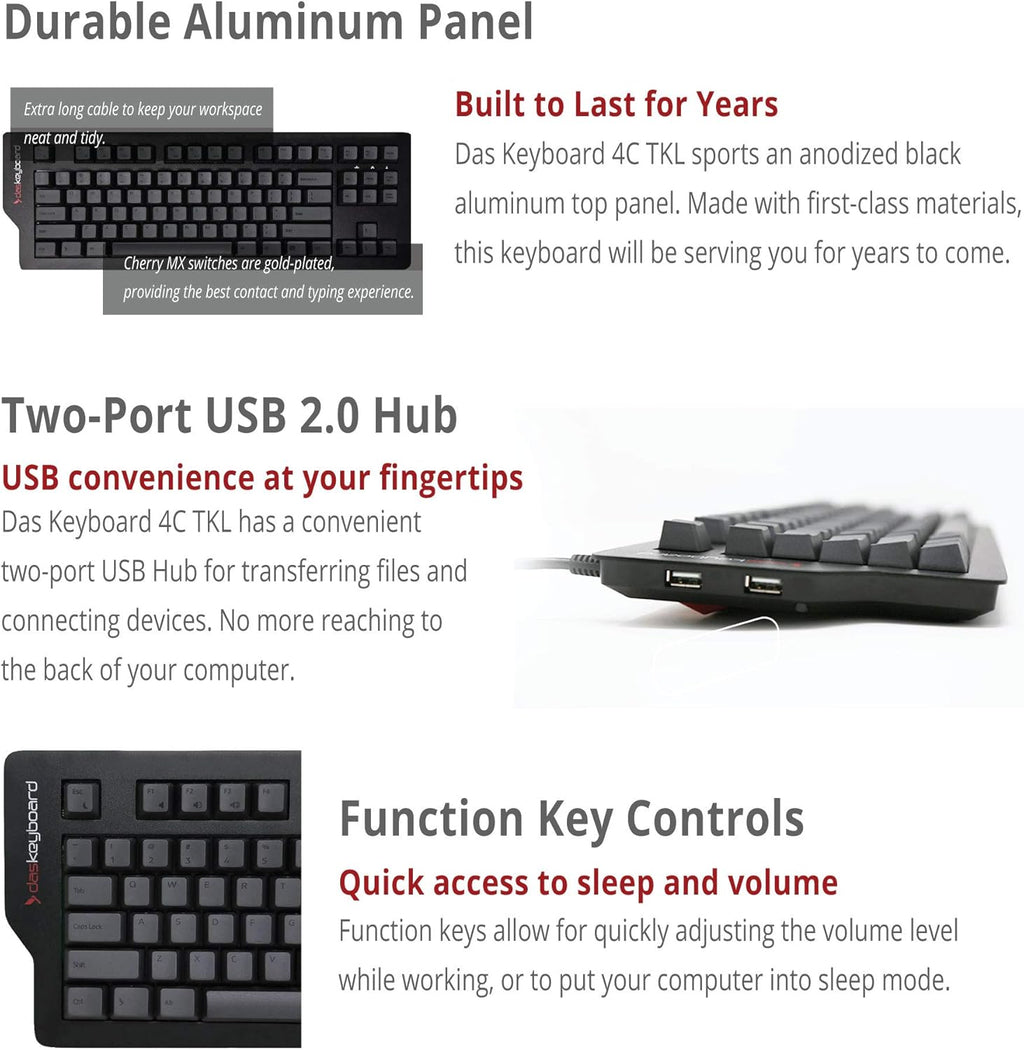87 Keys Black Tenkeyless Mechanical Keyboard with Cherry MX Brown Switches C8630