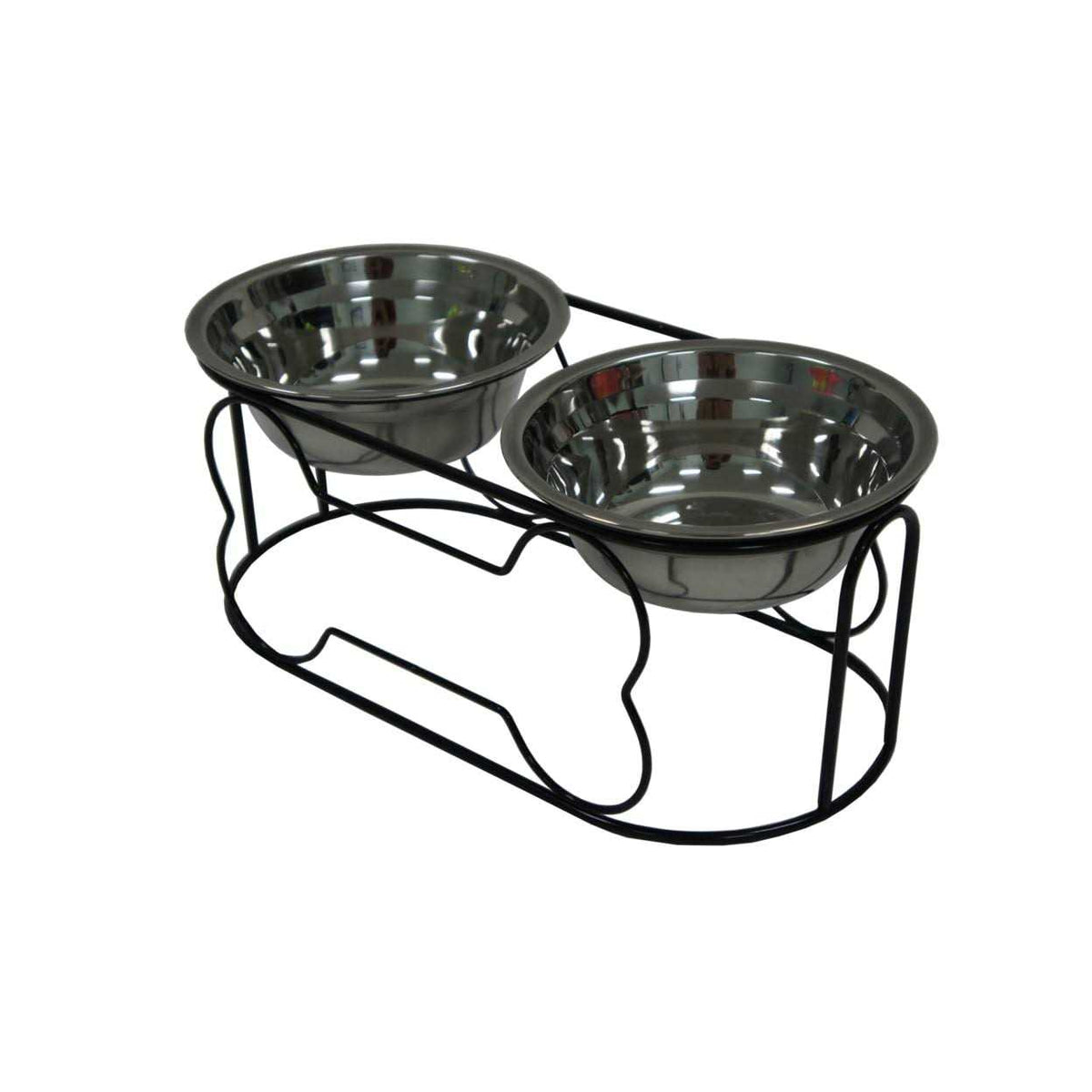 Wrought Iron Stand with Stainless Steel Feeder Bowls M578669