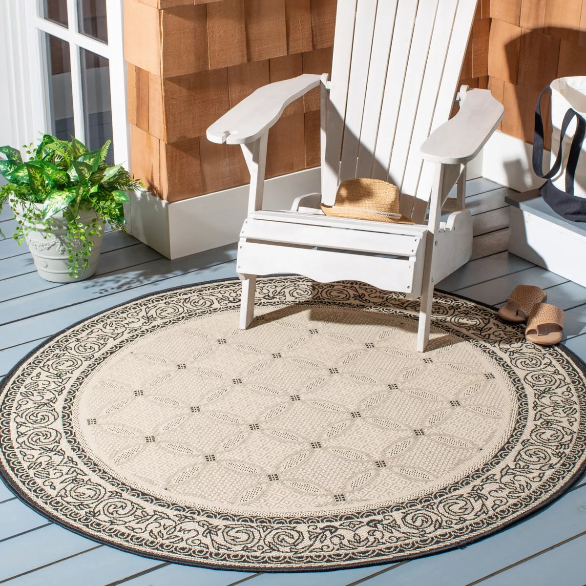 5'3" x 5'3" Round Geometric Indoor/Outdoor Area Rug A52145