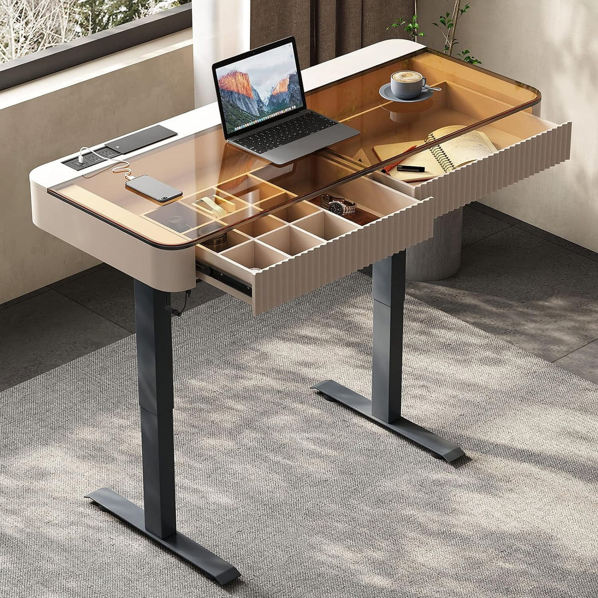 Electric Standing Desk with Drawer V7342