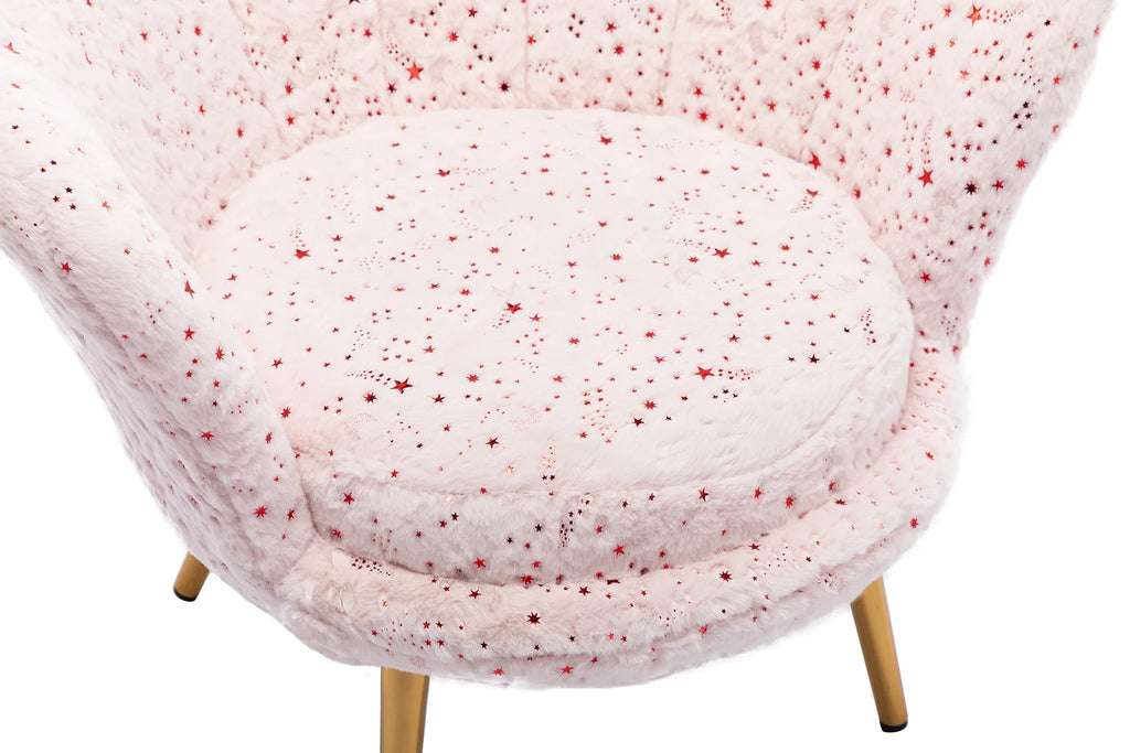 Pink Faux Fur Kids Sofa Chair with Gold Legs F88396