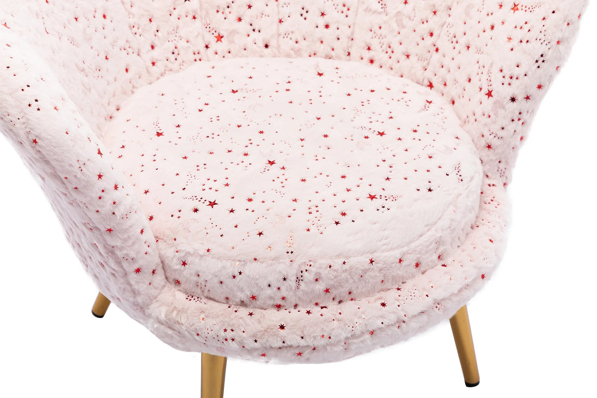 Pink Faux Fur Kids Sofa Chair with Gold Legs F88396