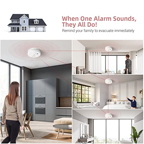 Hardwired Interconnected Photoelectric Smoke Detector with Replaceable 9V Battery T41173