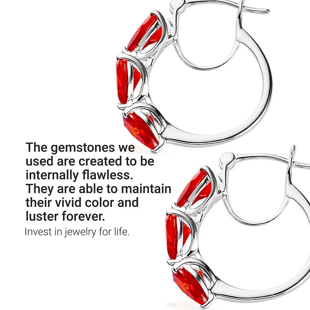 Orange Huggie Hoop Earrings Cubic Zirconia I13951