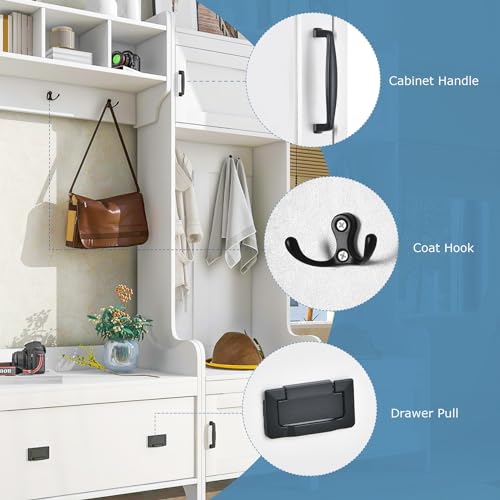 White Hall Tree with Bench and Shoe Storage W228