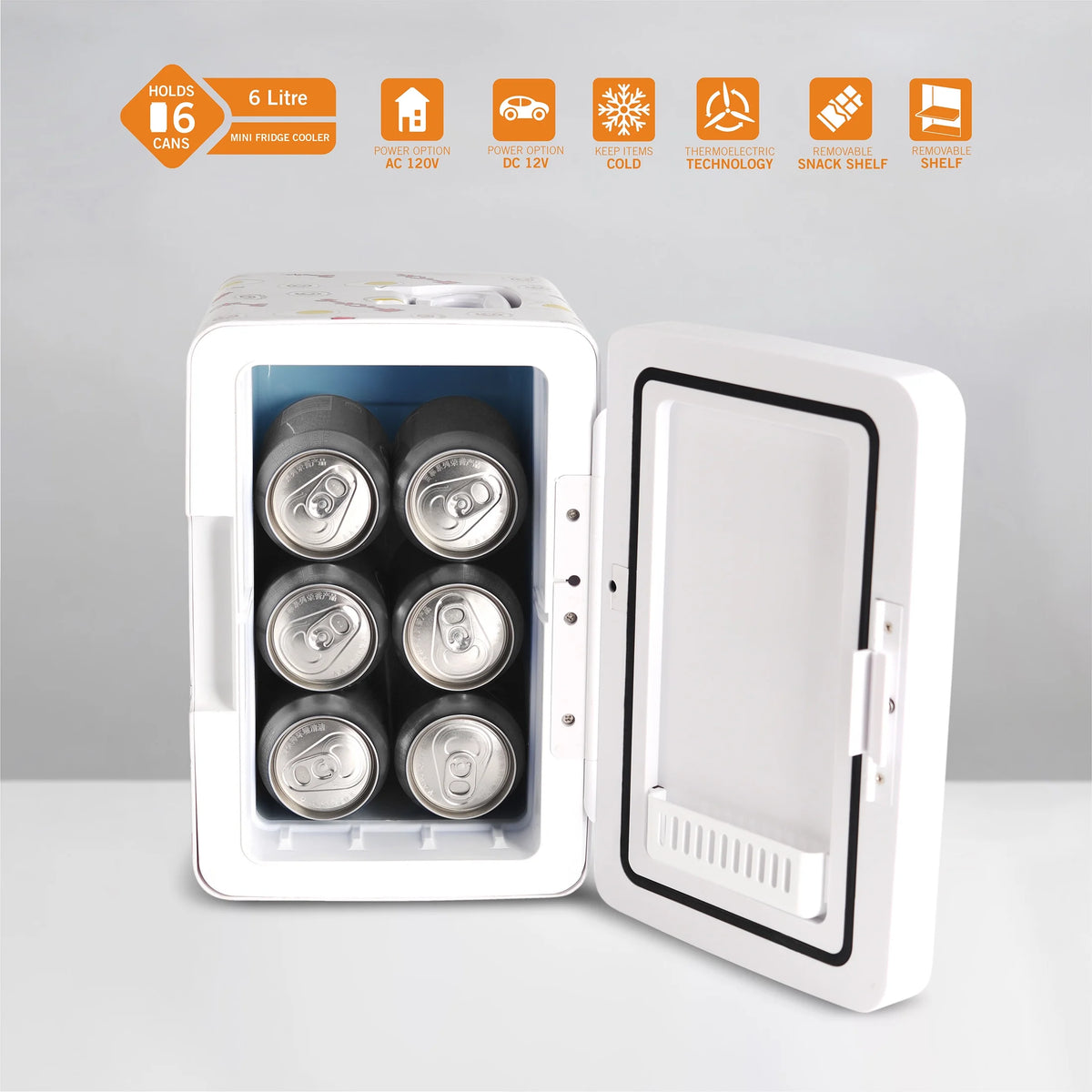 White 6L Single Door Mini Fridge O7254