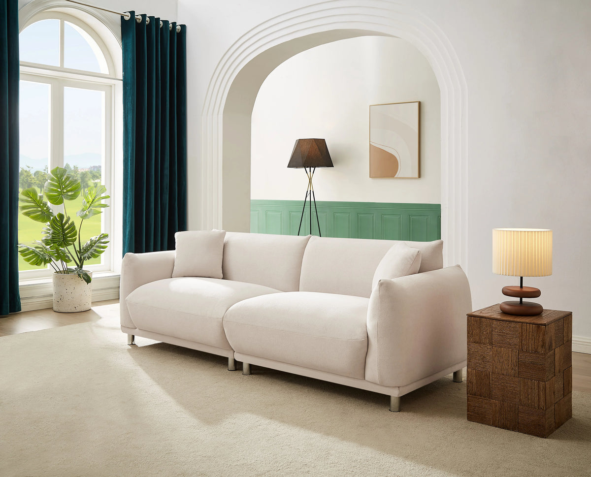 Beige 2 Seater Loveseat Sofa with 2 Pillows F21237