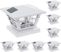 8 Pack Solar Powered Post Cap Light with 4x4 Base Adapter, White E249157
