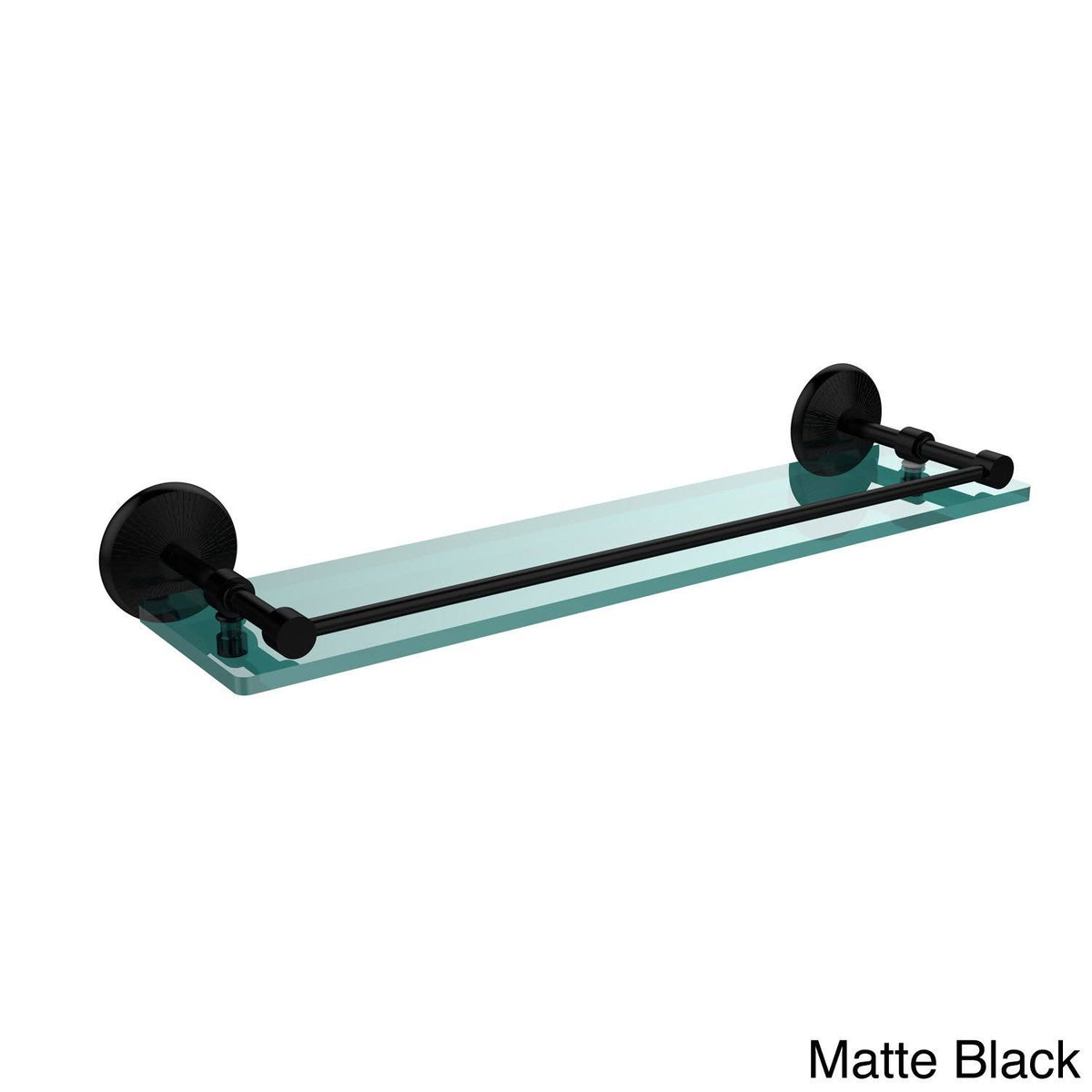 Matte Black 22 inch Tempered Glass Shelf with Gallery Rail J8846