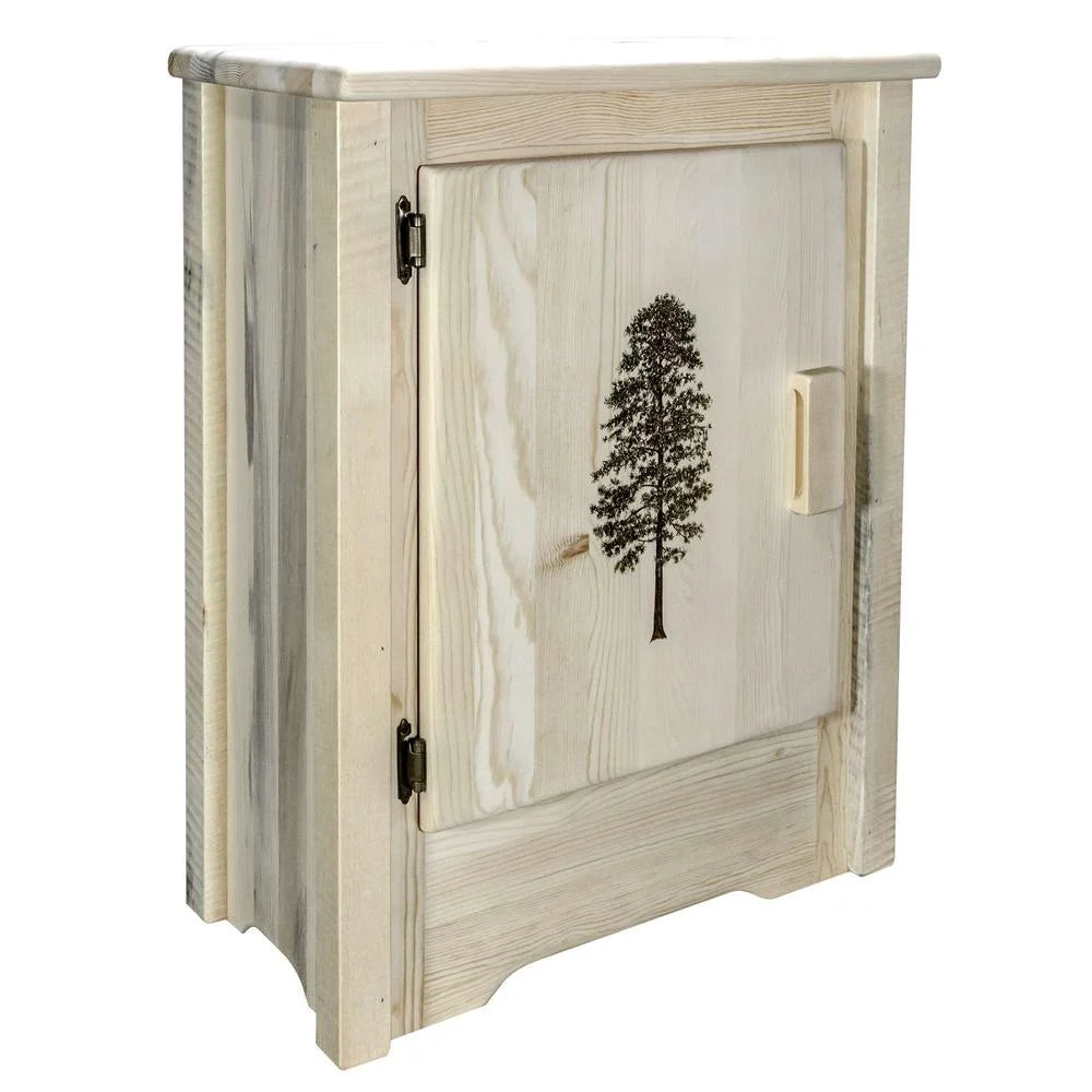 Accent Cabinet with Laser Engraved Pine Design O273837