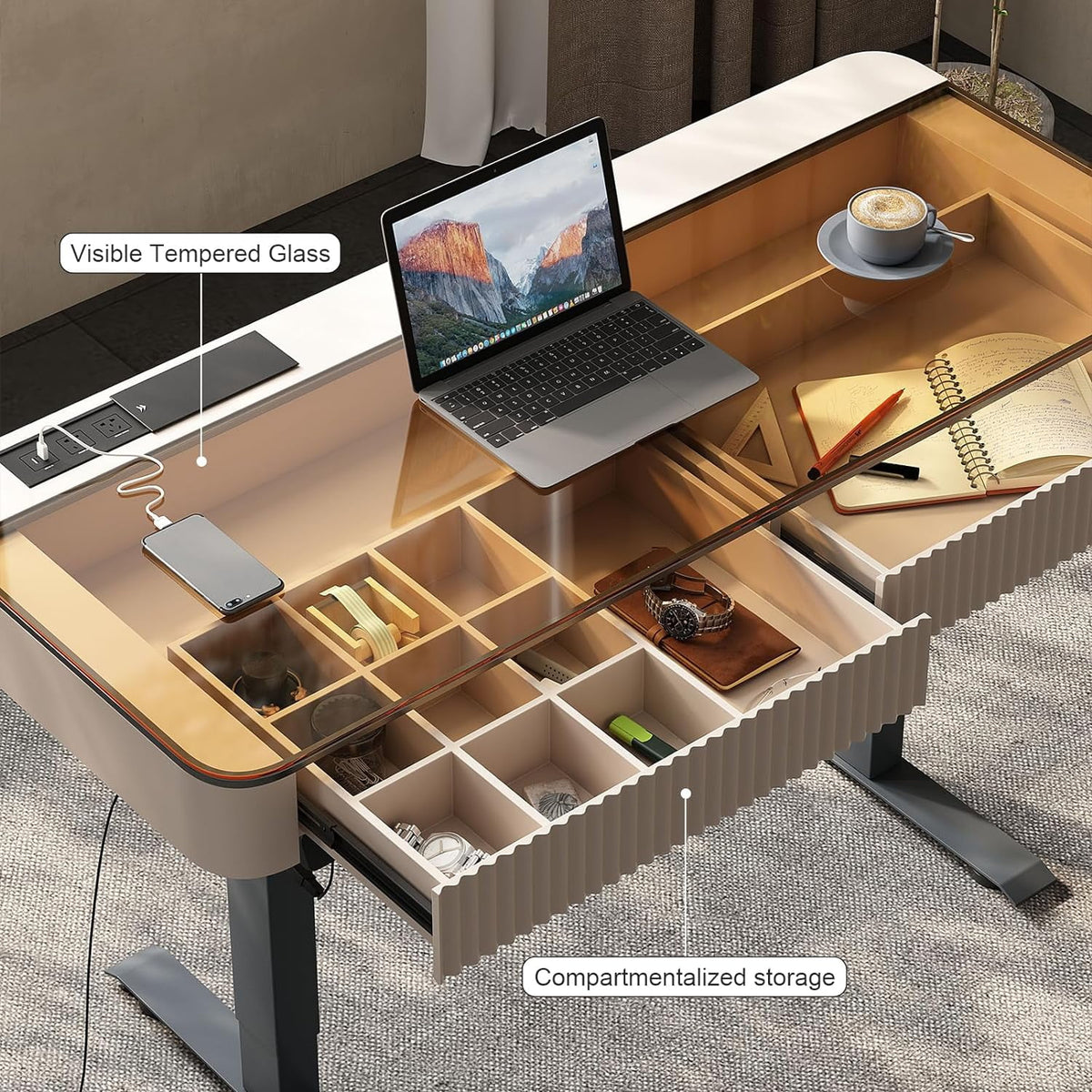 Electric Standing Desk with Drawer V7342