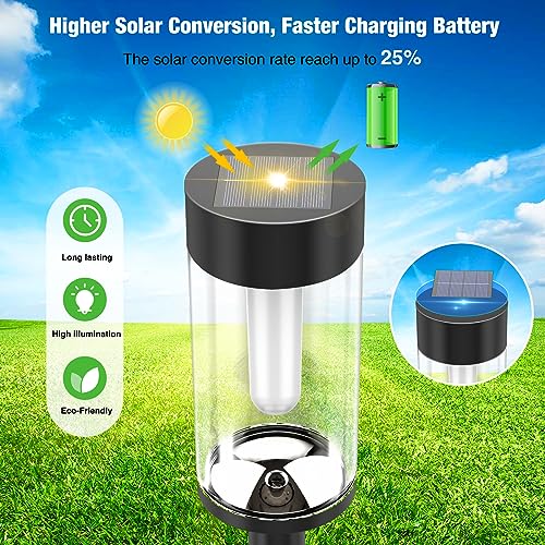 8 Packs Solar Torches with Flickering Flame Waterproof Transparent LED Solar Pathway Lights B430
