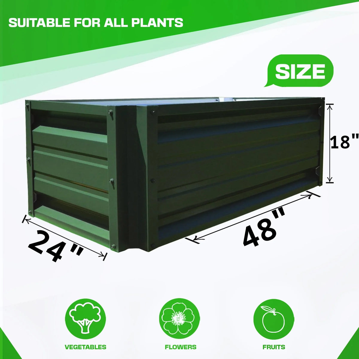 Rectangular Metal Planter Box Galvalume Steel 24 x 48" 18" High Walls V8381