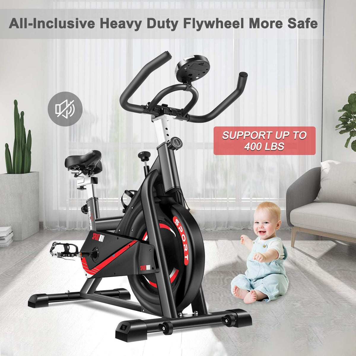 Exercise Bike Indoor Cycling Bike Stationary Flywheel Bicycle with Resistance C831854