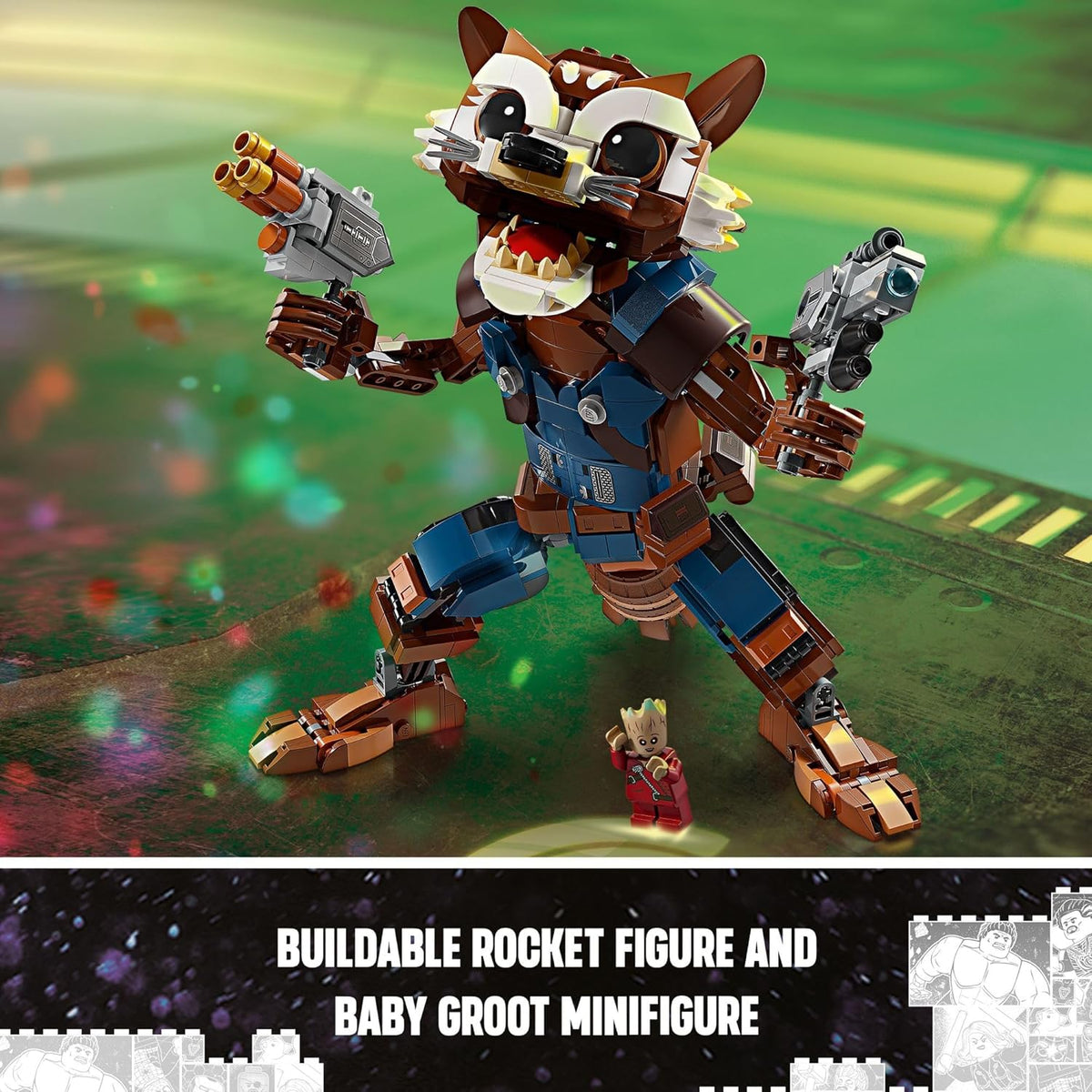 LEGO Marvel Rocket & Baby Groot Minifigure, Buildable Action Figure B641416