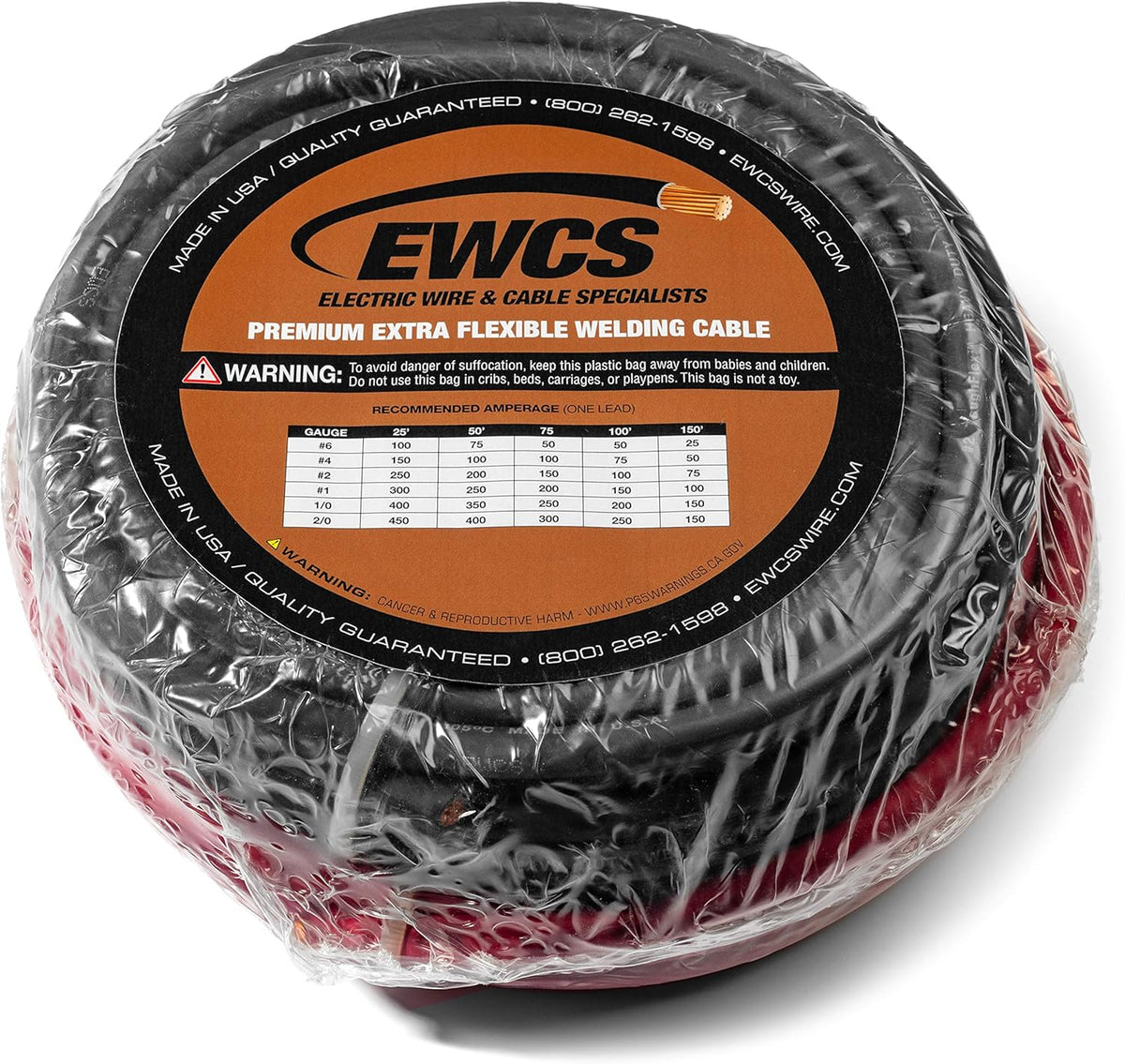 10 Feet Black + 10 Feet Red 4/0 Gauge Copper Welding Cable 600 Volt E3845