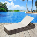 Adjustable Pool Chaise Lounge Chair PE Wicker with Cushion K4257
