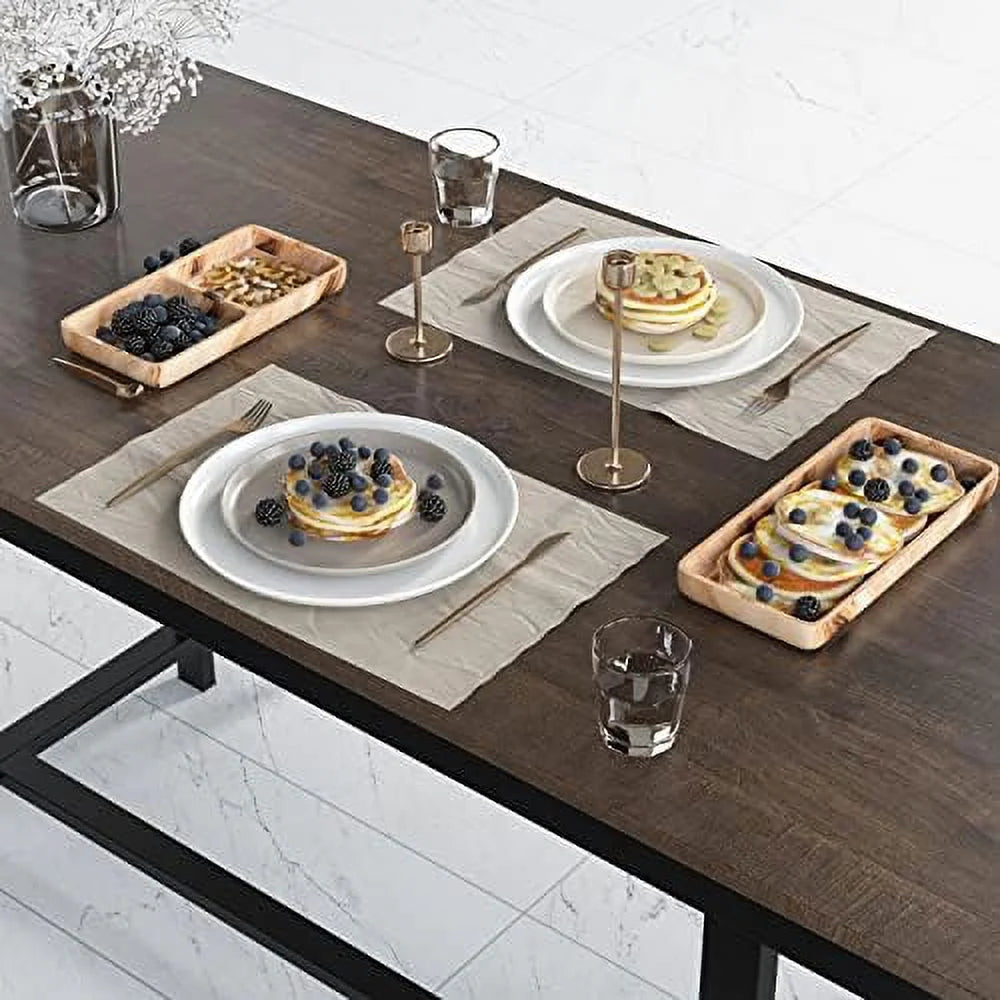 3-Piece Rustic Wood Dining Table Set with Benches Z5226