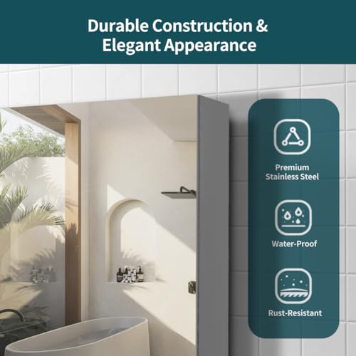 18 inch x 24 inch Frameless Mirror Medicine Cabinet Q5309