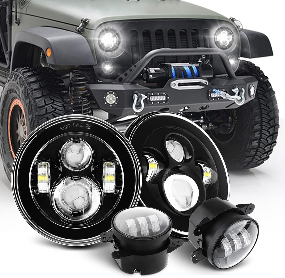 Round 7 inch LED Headlights + 4 inch LED Fog Lights H964152