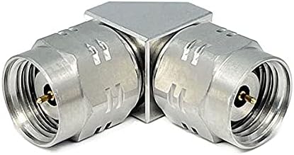 1.85 mm Male to 1.85 mm Male Right Angle Microwave Adapter, DC to 67 GHz, 50 Ohm, Stainless Steel Body A418