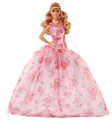 11.5-inch Blonde Hair Doll with Floral Gown and Doll Stand A996