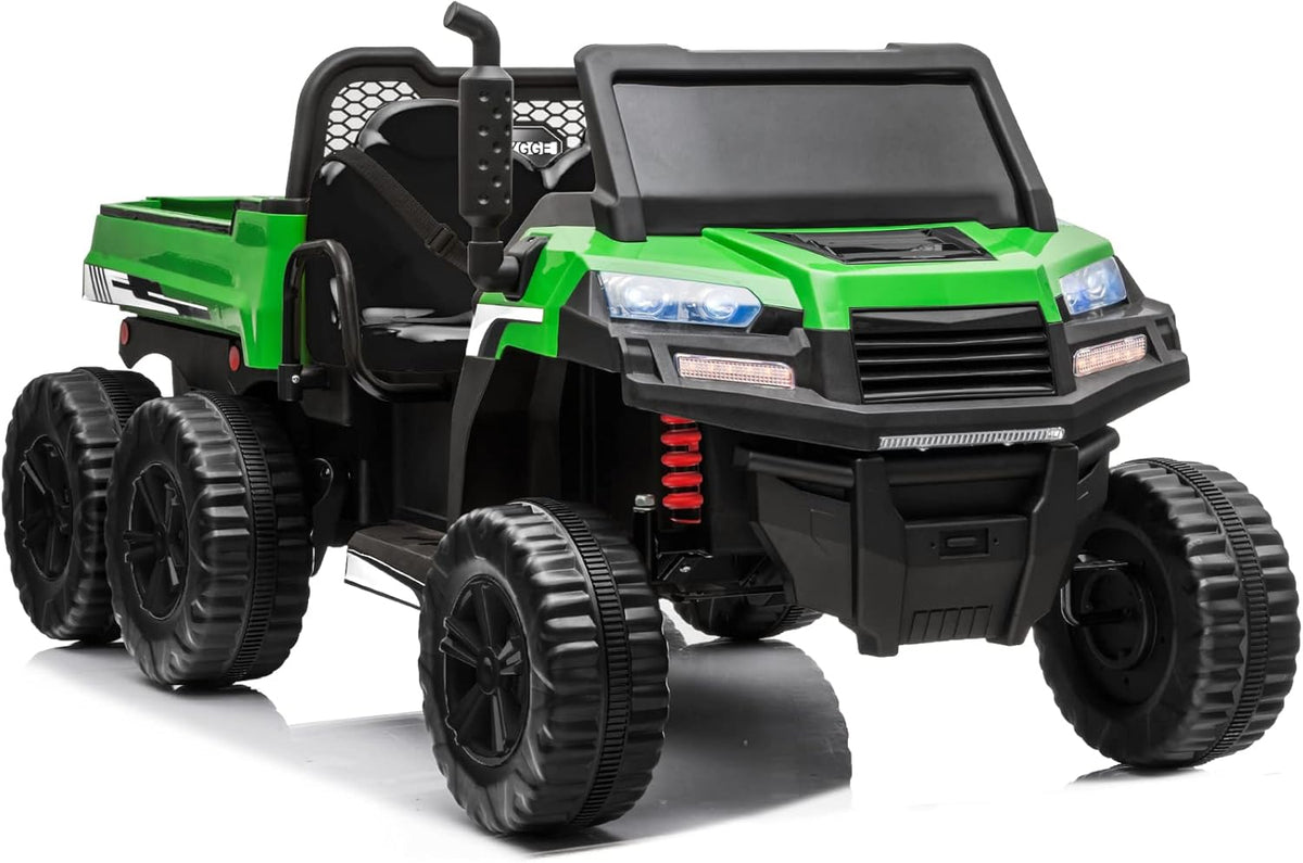 12V 2 Seater Kids Ride On Car with Remote Control 4WD Ride On Truck with Working Dump Bed Battery Powered 6 Wheels Ride On Toys Car, Bluetooth, Music Play, Green B673505