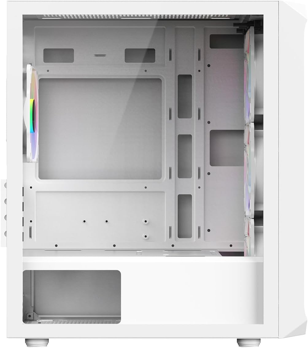White Micro-ATX PC Gaming Case with Mesh Front Panel & Tempered Glass Side Panel D2123