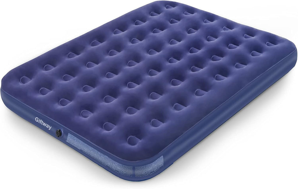Queen Camping Air Mattress Inflatable Air Bed with Flocked Top Foldable U364394