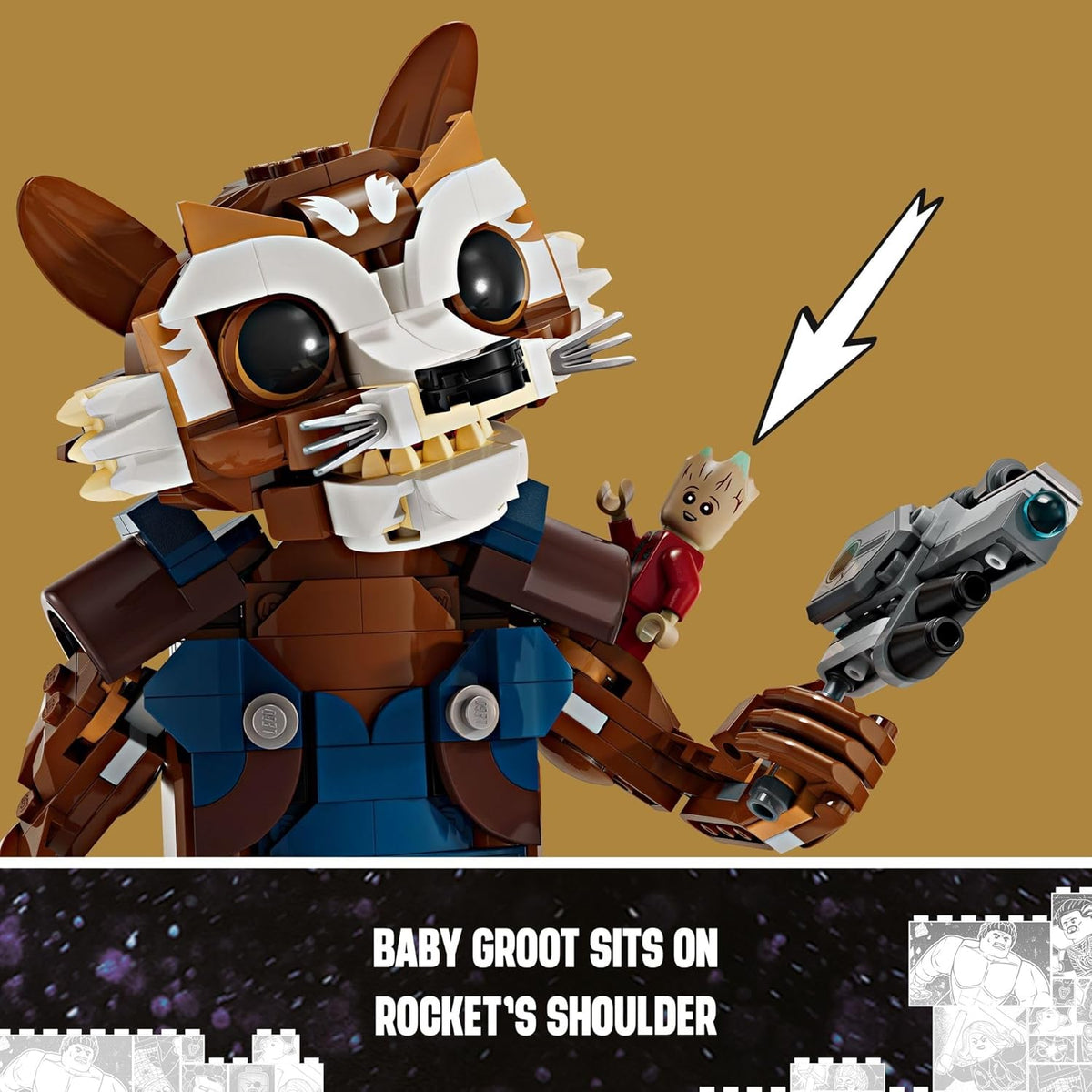 LEGO Marvel Rocket & Baby Groot Minifigure, Buildable Action Figure B641416