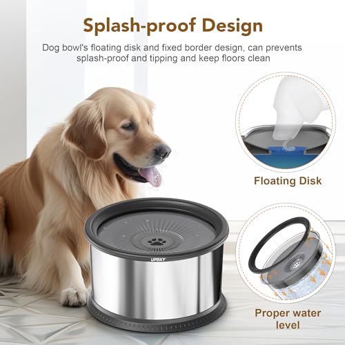 6.5L Stainless Steel No Spill Dog Water Bowl with Anti-Slip Mat L1485