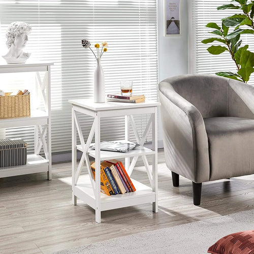 3-Tier Wooden Side End Tables with Solid Wood Legs I36963