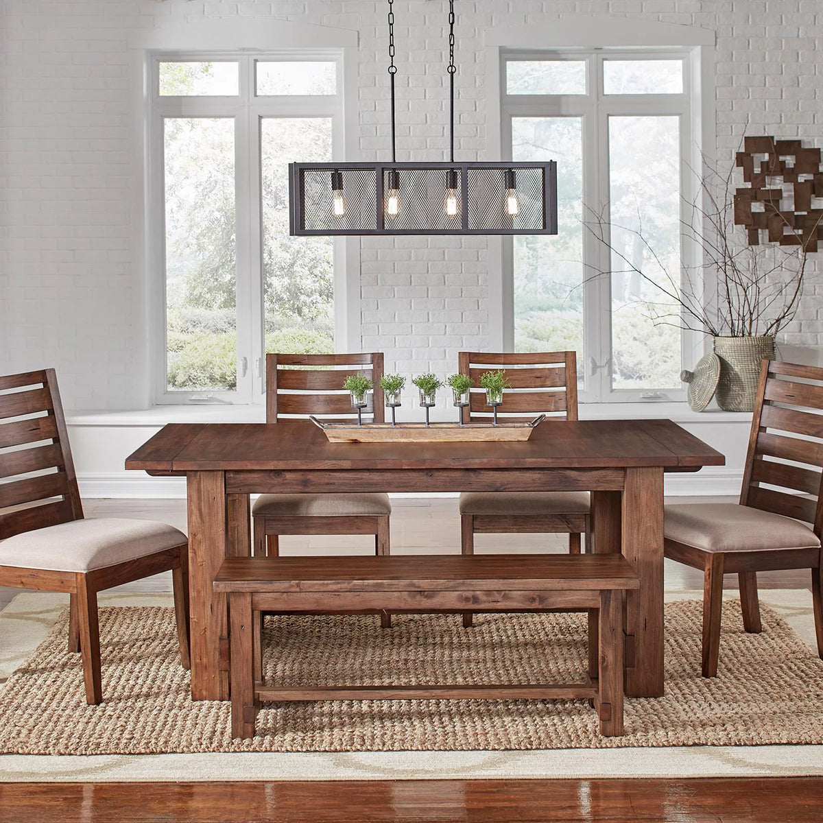 Solid Wood Trestle Table with Extension Leaf X8043