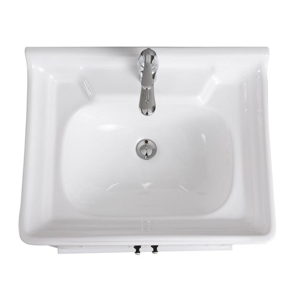 White Bathroom Wall Mount Vanity Cabinet Sink with Faucet and Drain E308816