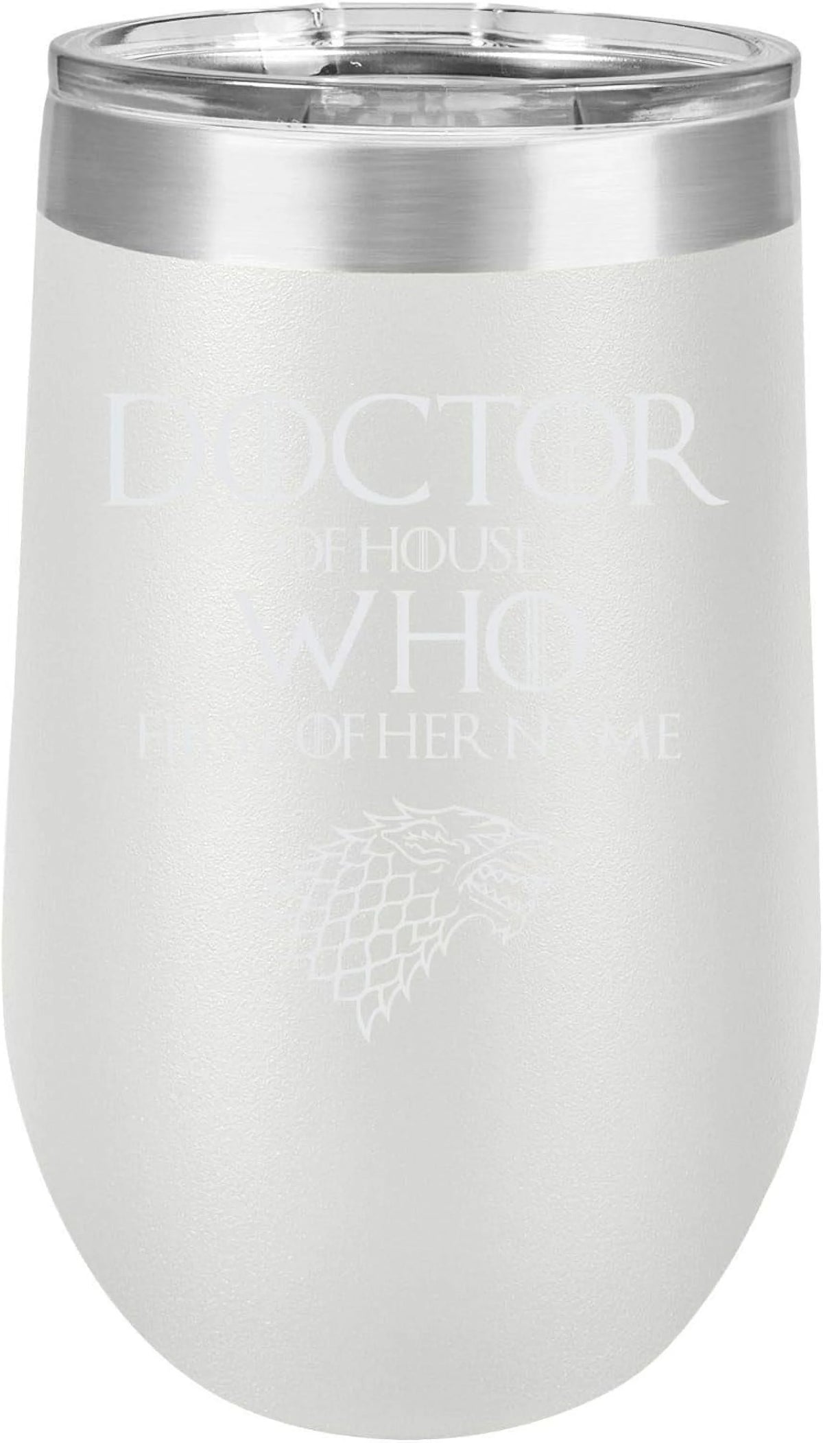 Engraved Stainless Steel Wine Tumbler, 16 Oz, White S325567