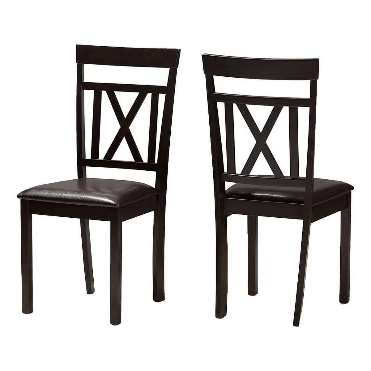 Dark Brown Faux Leather Dining Side Chair Set of 2 C84935