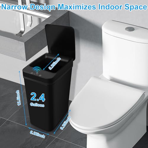 2 Pack 2.4 Gallon Black Touchless Trash Can D32825