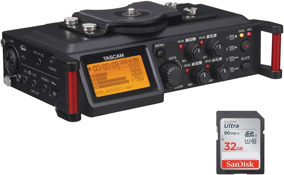 4-Track Portable Audio Recorder with 32GB SDHC Memory Card J821255