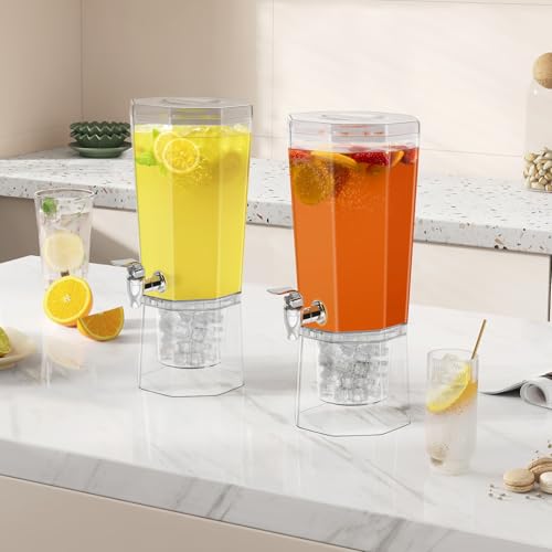 1 Gallon Clear Plastic Drink Dispensers with Stand, 2 Pcs Z798048