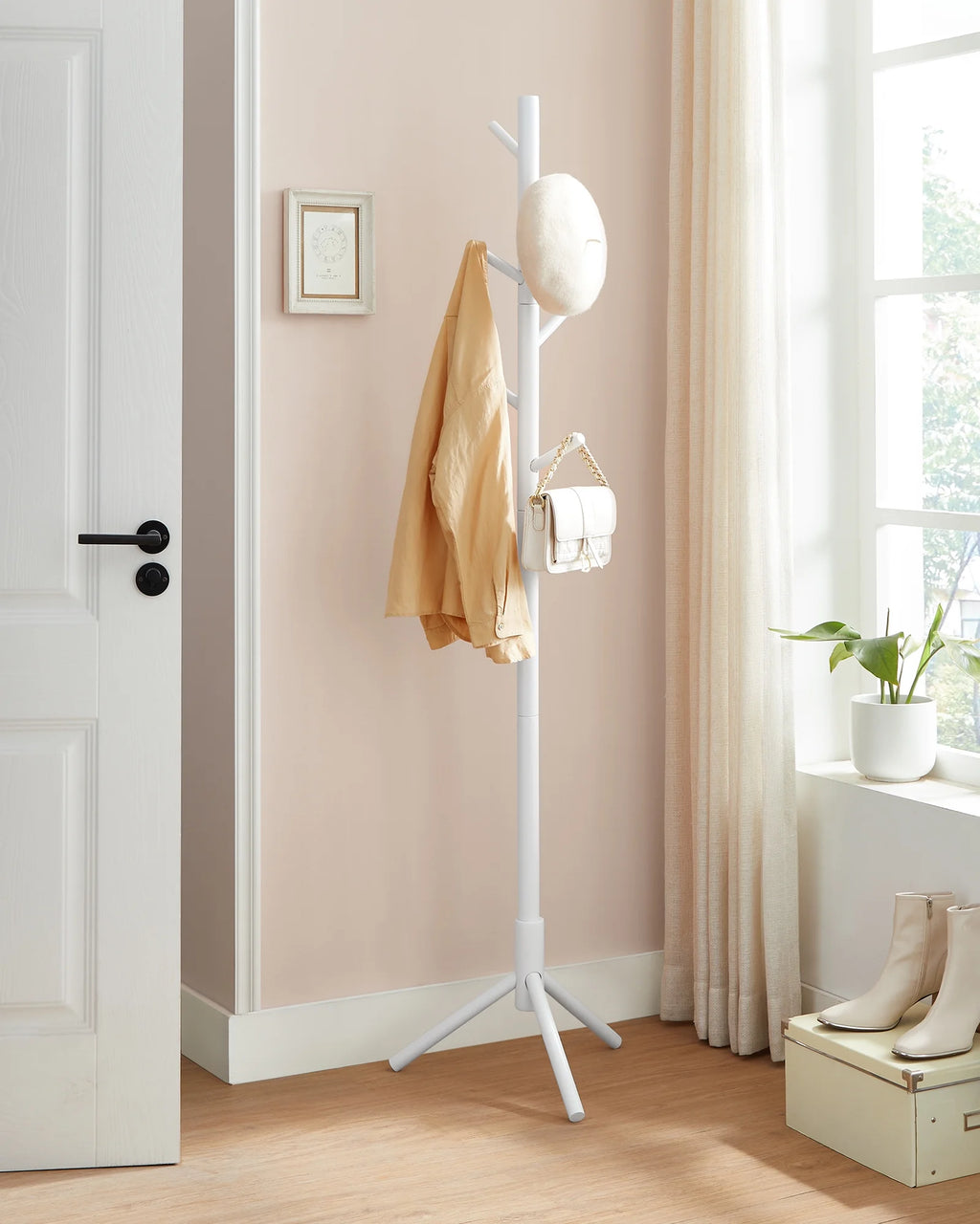 Solid Wood Free Standing Coat Rack with 8 Hooks A726206