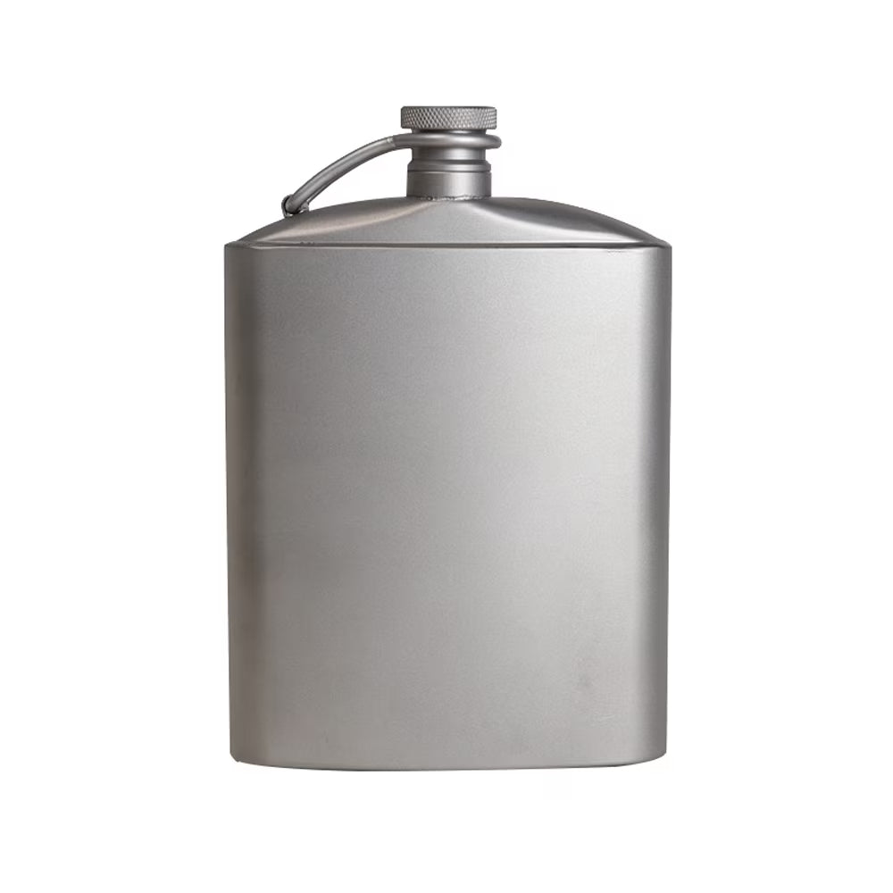 Titanium Flask Hip Flagon with Screw Clip Ultralight Hydration Flat Bottle with Ti Funnel J977357