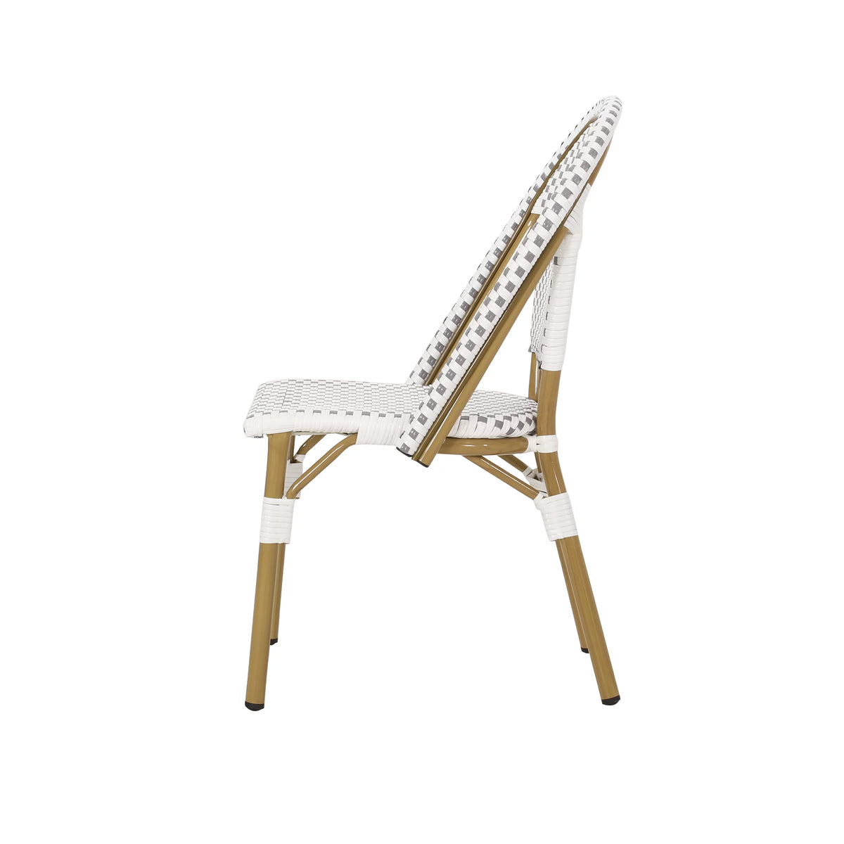 Outdoor Bistro Chair Set of 4 Gray White Bamboo Finish M5219