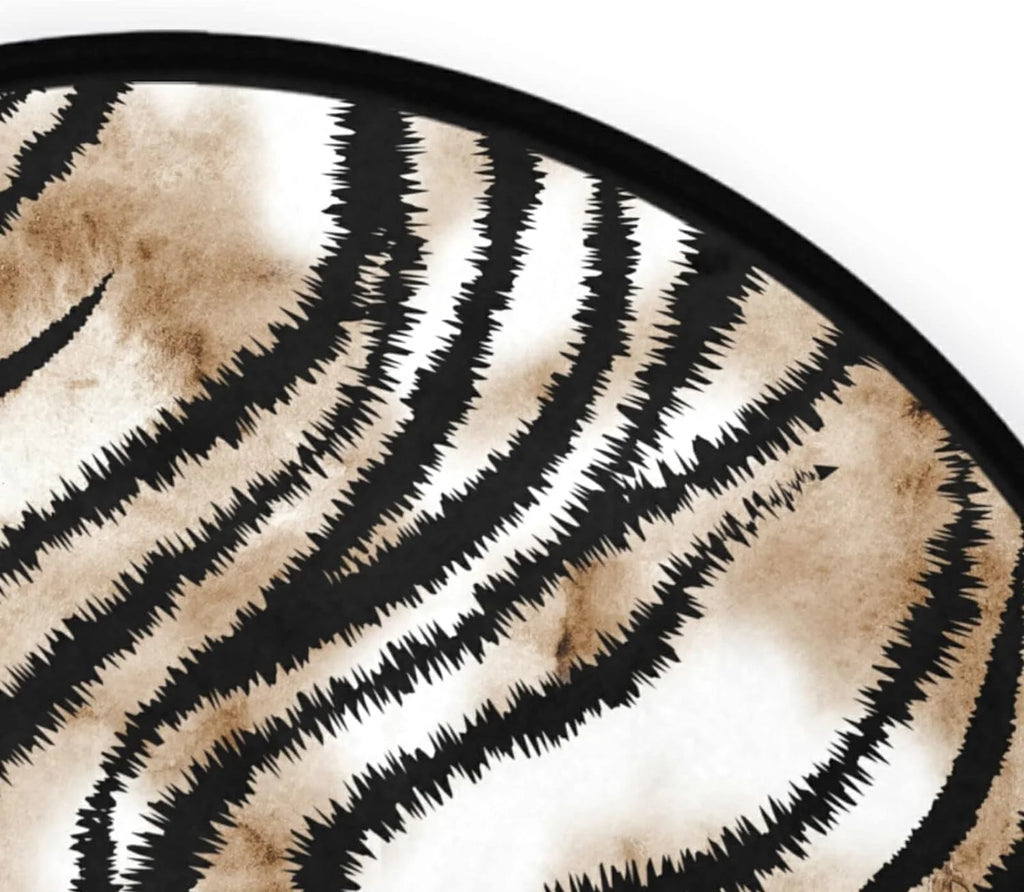 Hand Drawing Tiger Texture Round Area Rug 3Ft Washable Non-Slip T758453